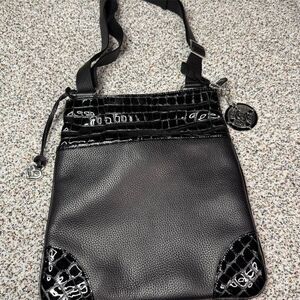 Brighton Black Patent Leather Crossbody Bag w/ Adjustable Strap